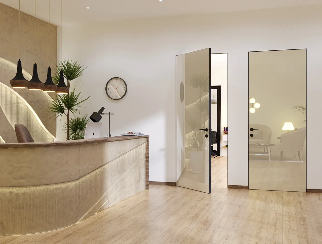 Скрытая дверь GLOSS-02 от производителя Gintereo. Купить инвизибл дверь скрытого монтажа под заказ в Москве, СПБ