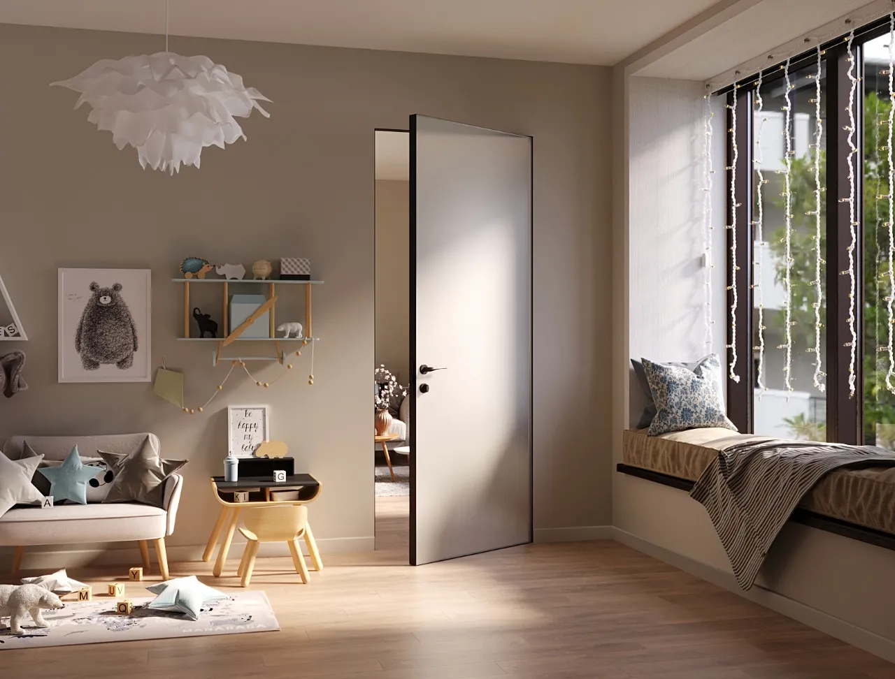 Скрытая дверь MATTE-01 в стиле лофт от Gintereo. Заказать и купить инвизибл дверь скрытого монтажа в Москве, СПБ