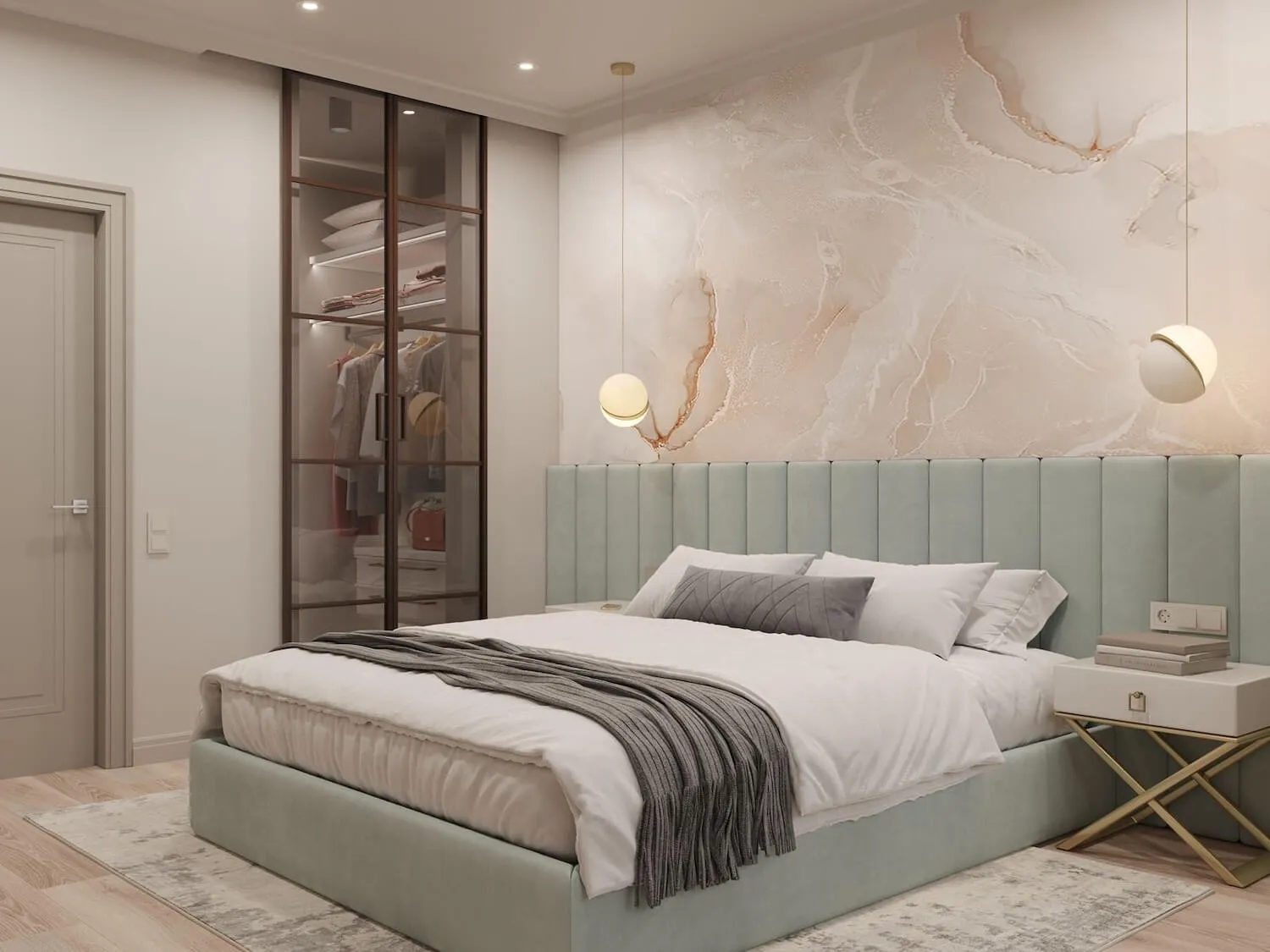 Раздвижные стеклянные двери в гардеробную от Gintereo. Купить и заказать двери купе из стекла в гардеробную в Москве, СПБ