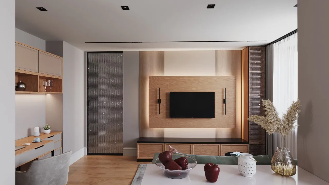 Стеклянная межкомнатная дверь в стиле лофт от Gintereo в интерьере гостиной. Заказать и купить двери из стекла в Москве, СПБ