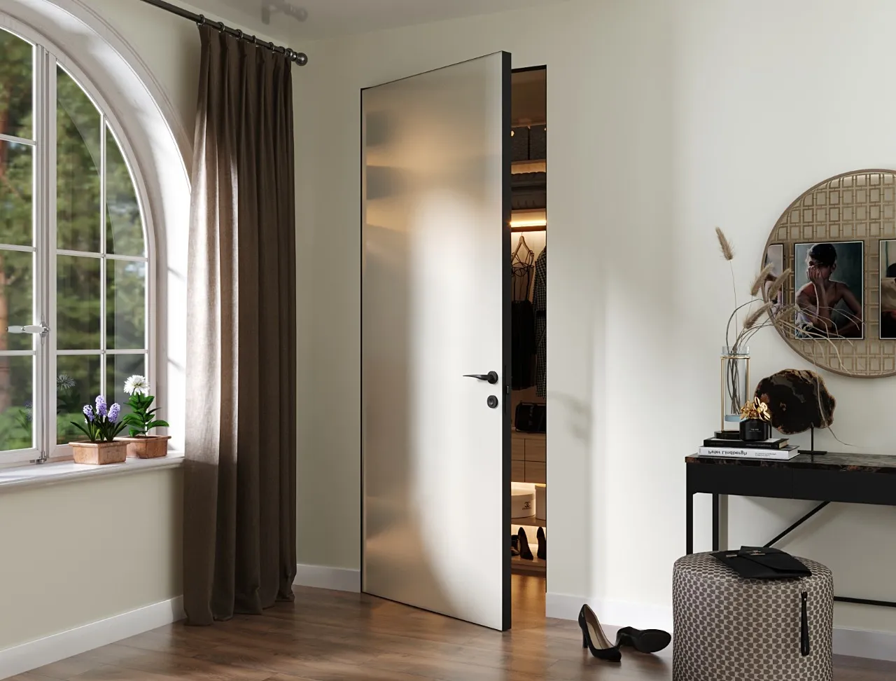 Скрытая матовая дверь MATTE-02 от производителя Gintereo. Заказать и купить дверь скрытого монтажа в Москве, СПБ