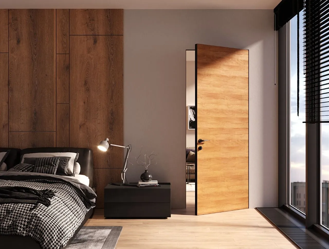 Скрытая деревянная дверь WOOD-01 от производителя Gintereo. Заказать и купить дверь скрытого монтажа в Москве, СПБ