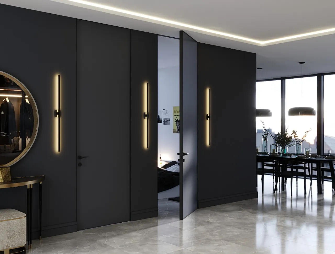 Скрытая матовая дверь MATTE-03 от производителя Gintereo. Заказать и купить дверь скрытого монтажа в Москве, СПБ