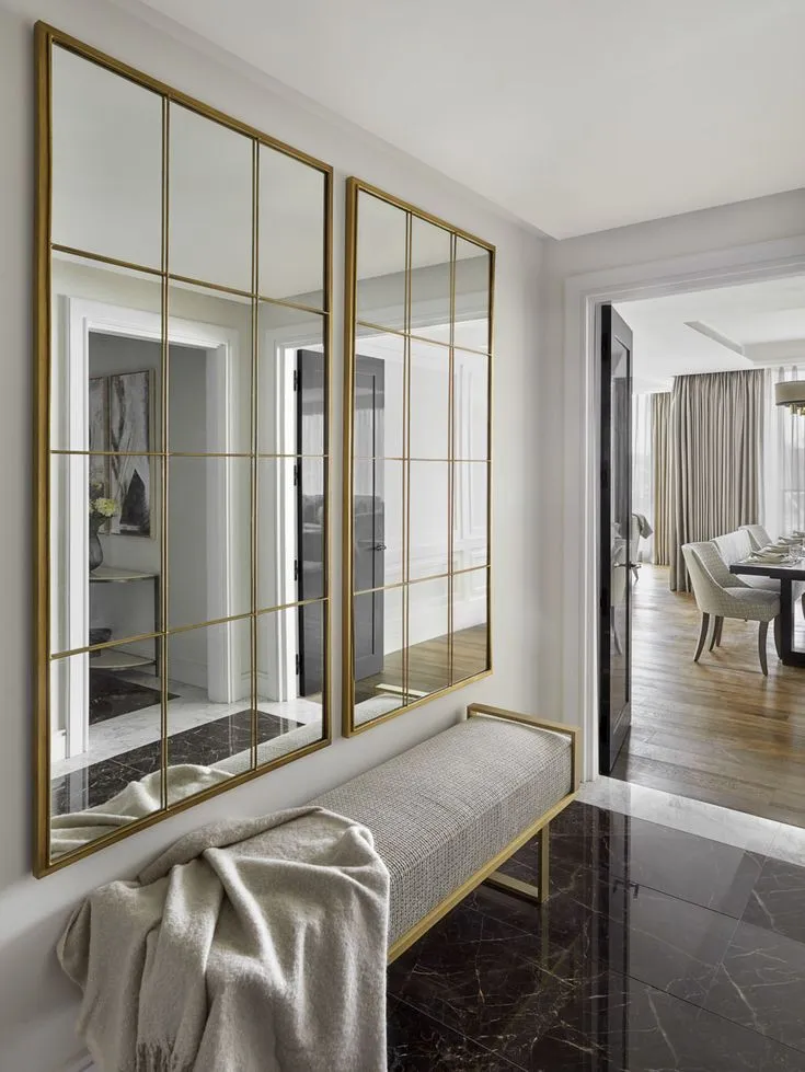 Купить золотое зеркало в стиле лофт LOFT-01 в прихожую от производителя Gintereo. Настенное лофт зеркало под заказ