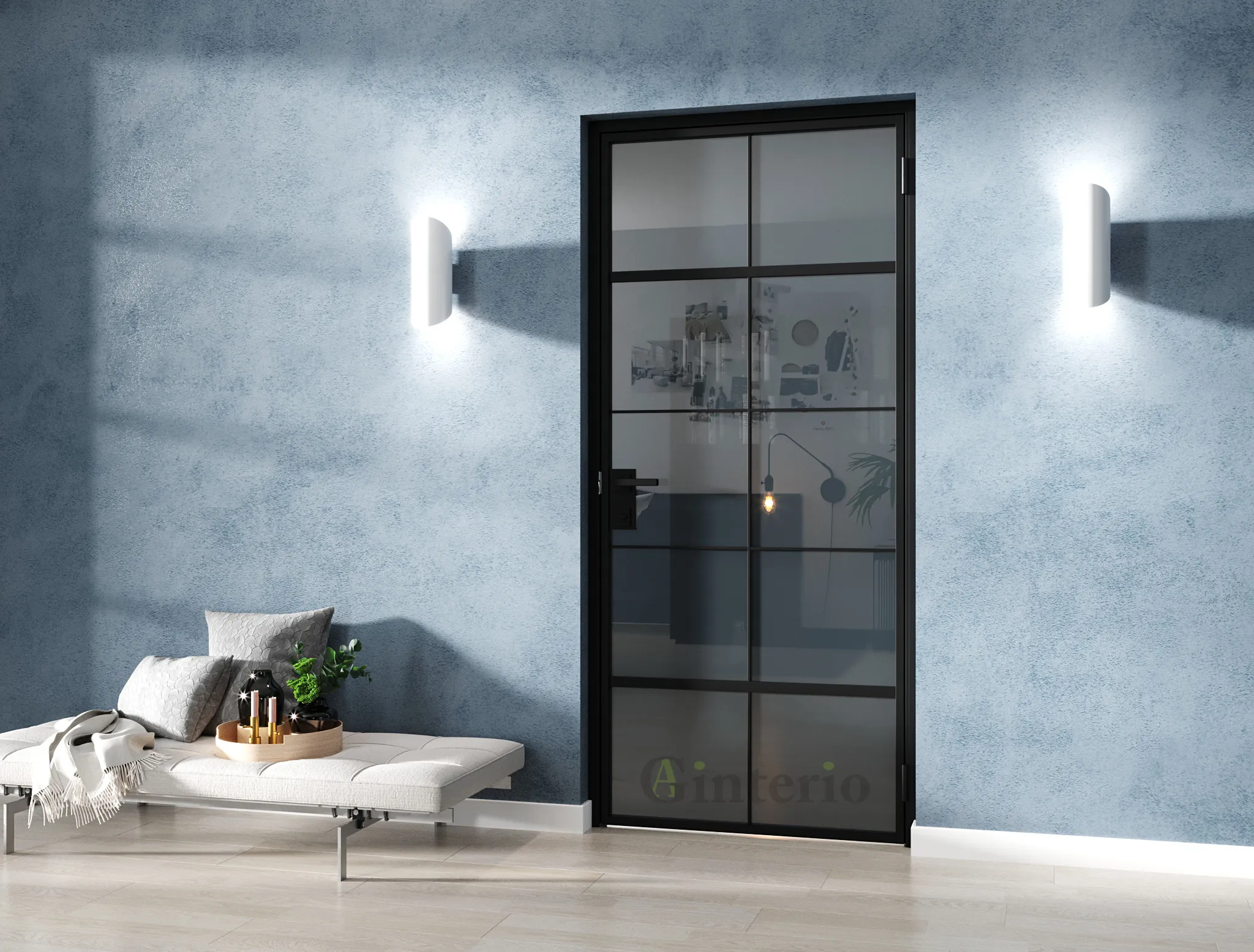 Стеклянная тонированная дверь TINT-01 лофт Gintereo. Заказать, купить межкомнатную дверь из стекла в Москве, Санкт-Петербурге