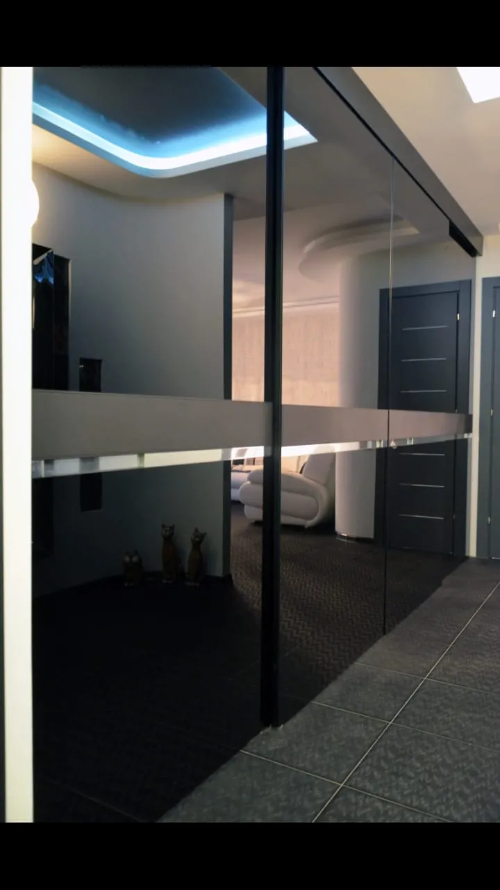 Пример исполнения беспрофильных дверей для шкафа-купе GLOSS-01 Gintereo. Заказать, купить глянцевые двери для шкафа