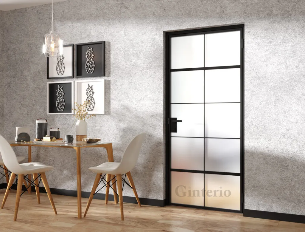 Стеклянная матовая дверь MATTE-07 от Gintereo. Купить межкомнатную дверь из стекла под заказ в Москве, Санкт-Петербурге