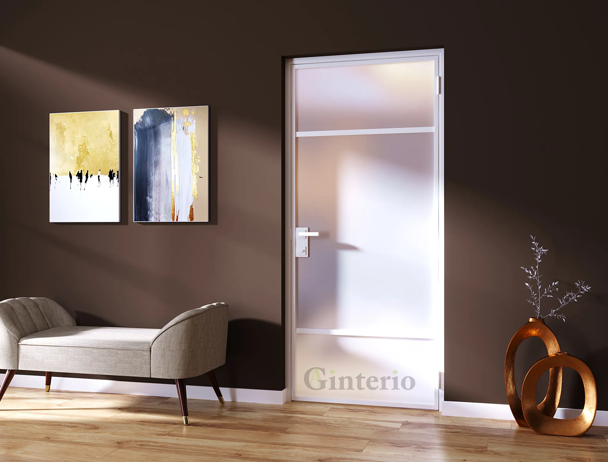 Стеклянная матовая дверь MATTE-04 от производителя Gintereo. Заказать и купить межкомнатную дверь в Москве, Санкт-Петербурге