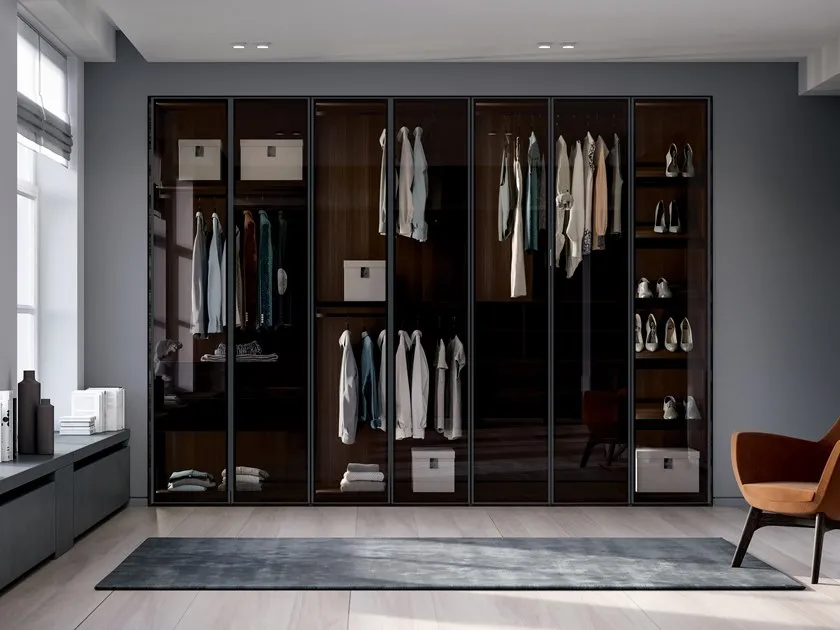 Стеклянная зеркальная дверь для шкафа-купе серии GLASS Gintereo. Заказать и купить дверь в шкаф из стекла в Москве, СПБ