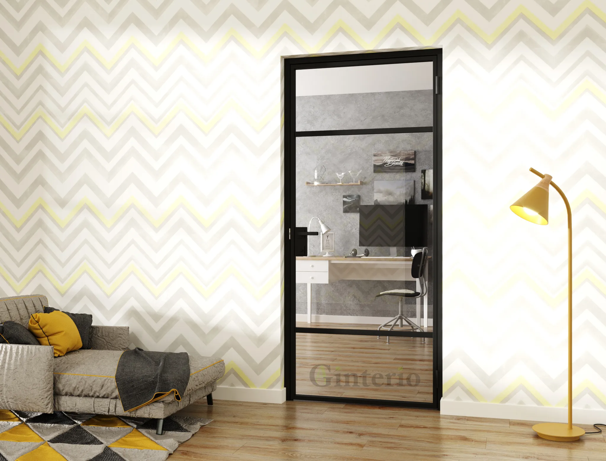 Стеклянная межкомнатная дверь MIRROR-03 Gintereo. Купить зеркальную дверь из стекла под заказ в Москве, Санкт-Петербурге