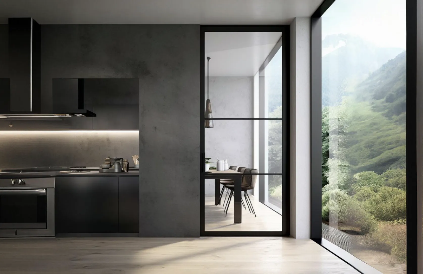 Стеклянная межкомнатная дверь в стиле лофт от Gintereo. Заказать и купить прозрачную дверь из стекла в Москве, СПБ