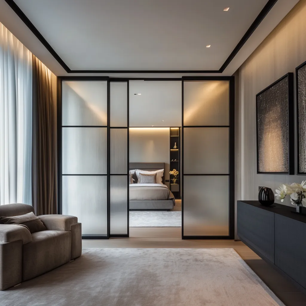 Раздвижная стеклянная межкомнатная перегородка Gintereo SLIDE-06 лофт. Заказать и купить перегородку из стекла в Москве 