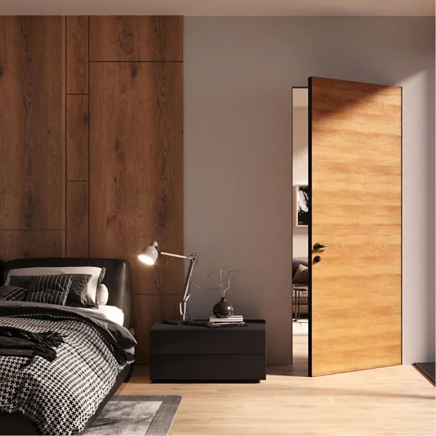 Скрытая деревянная дверь Gintereo WOOD-01 (шпон). Заказать и купить инвизибл дверь скрытого монтажа в Москве, СПБ