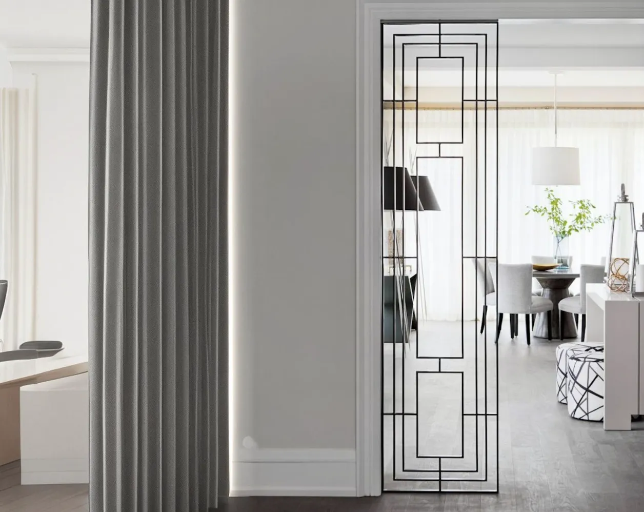 Статичная стеклянная межкомнатная перегородка STATIC-05 Gintereo. Заказать, купить прозрачную перегородку из стекла в Москве