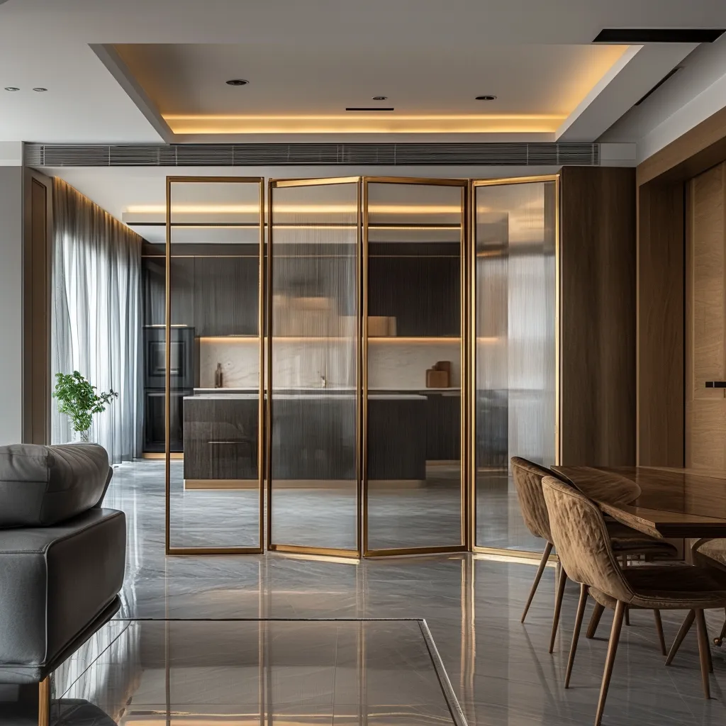 Складная стеклянная перегородка FOLD-03 лофт Gintereo. Заказать, купить межкомнатную перегородку из матового стекла в МСК