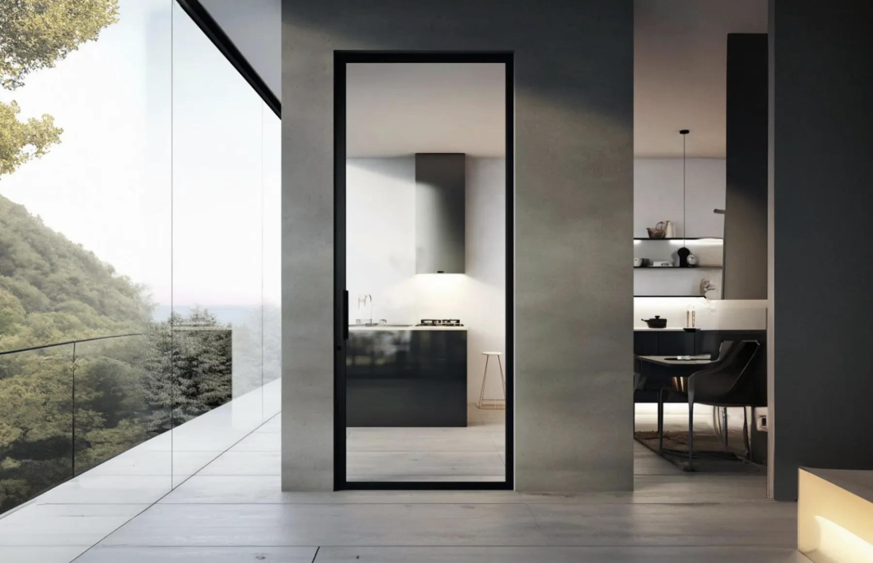 Стеклянная межкомнатная дверь TRANSPARENT-03 от Gintereo. Заказать и купить прозрачную дверь из стекла в Москве, СПБ