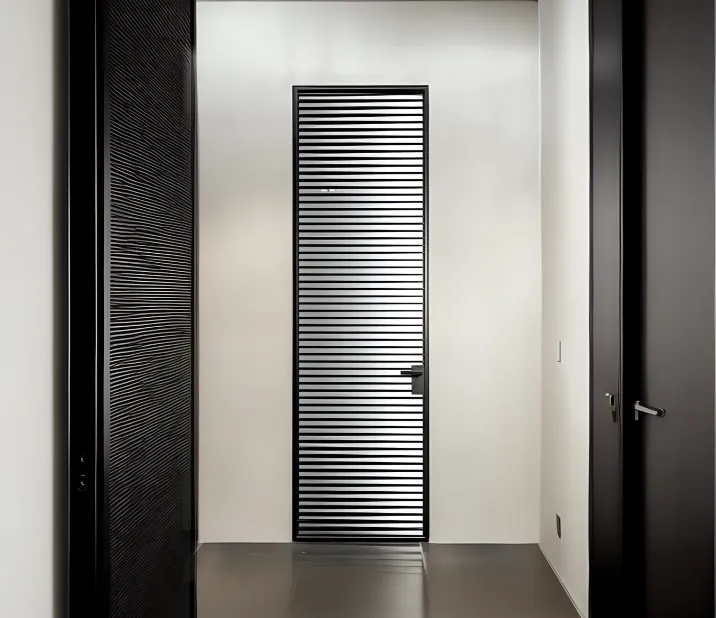 Стеклянная реечная дверь LATTICE-01 от производителя Gintereo. Заказать и купить межкомнатную дверь со стеклом в Москве, СПБ